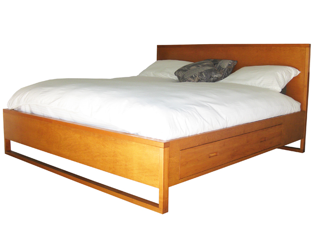 CustomTangent Solid wood bed with under-bed storage, built to order