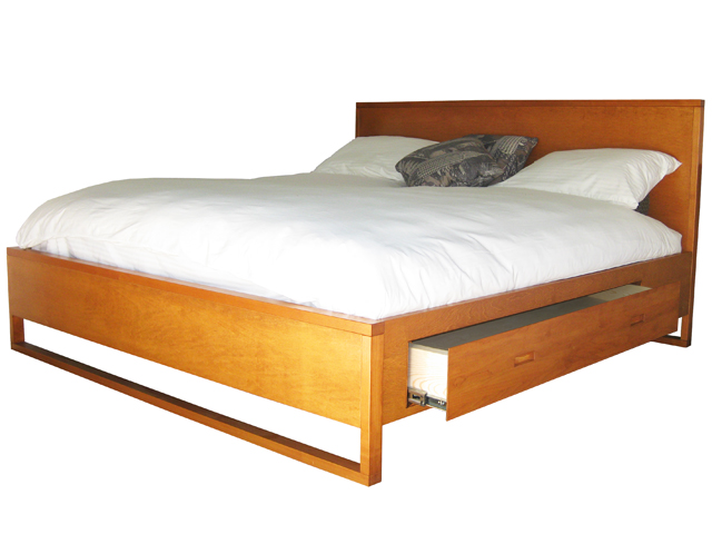 Custom Tangent Solid wood bed with under-bed storage, built to order