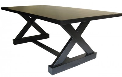 x-leg solid wood dining table